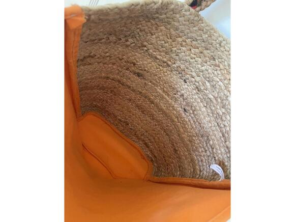 Large Woven Beach Tote Bag with Orange Cloth Back - Picture 3 of 7
